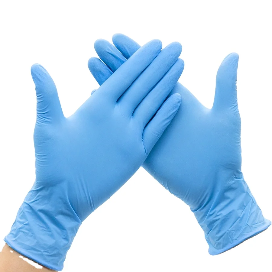 Wholesale Size S M L Blue Pure Nitrile Disposable Food Work Gloves Powder Free