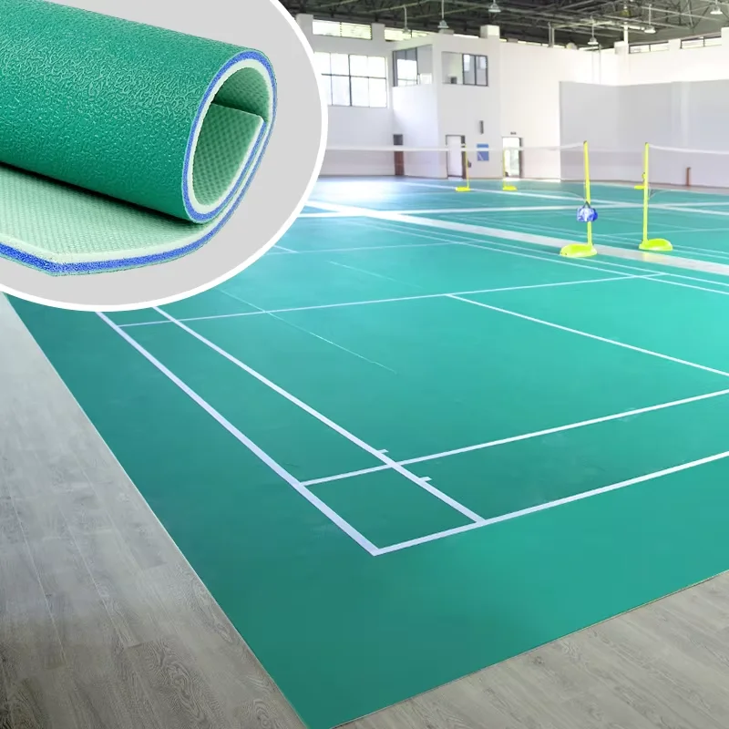 High-Level Wear-Resistance PVC Badminton Court Mat Indoor Rubber Sport Floor Gymnasium Club Synthetic Material Roll Packaging