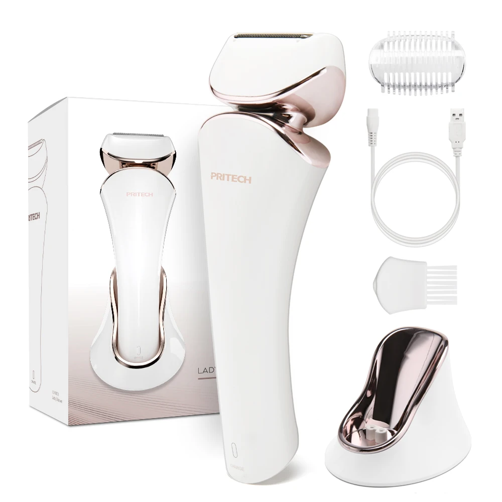 PRITECH Stainless Steel Blade Waterproof USB Charing Electric Body Lady Shaver With Smart Led Light