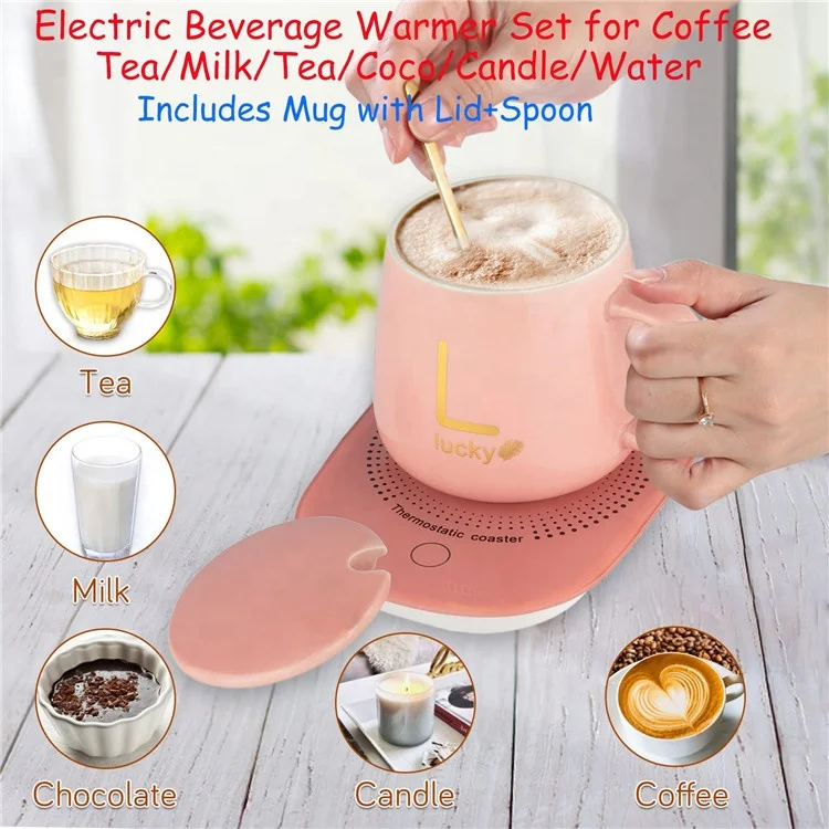 Electric Mug Warmer Coffee Cup Set Auto Shut Off Coffee Cup With Lid Sublimation Mug Warmer With Gift Box  Dropshipping