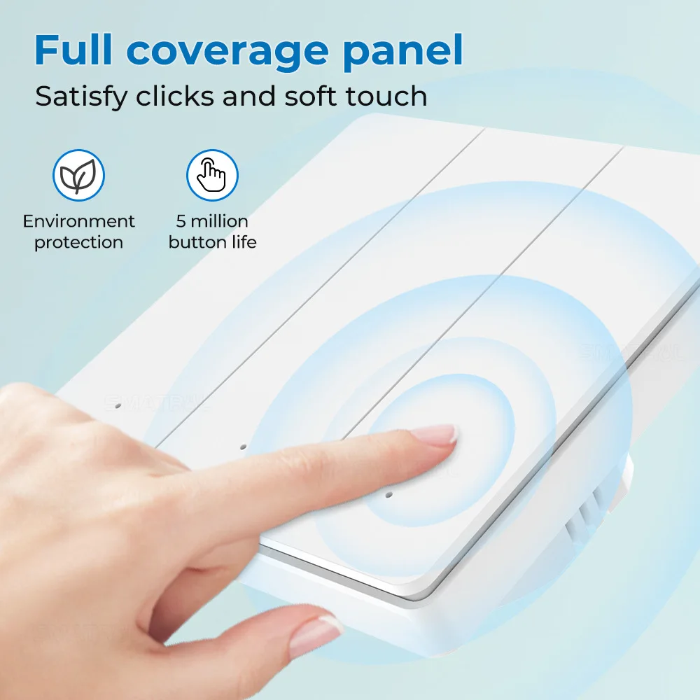 Tuya Wireless Zigbee No Capacitor Required Timing Fuctiong Smart Wall Push Button Switch For Light