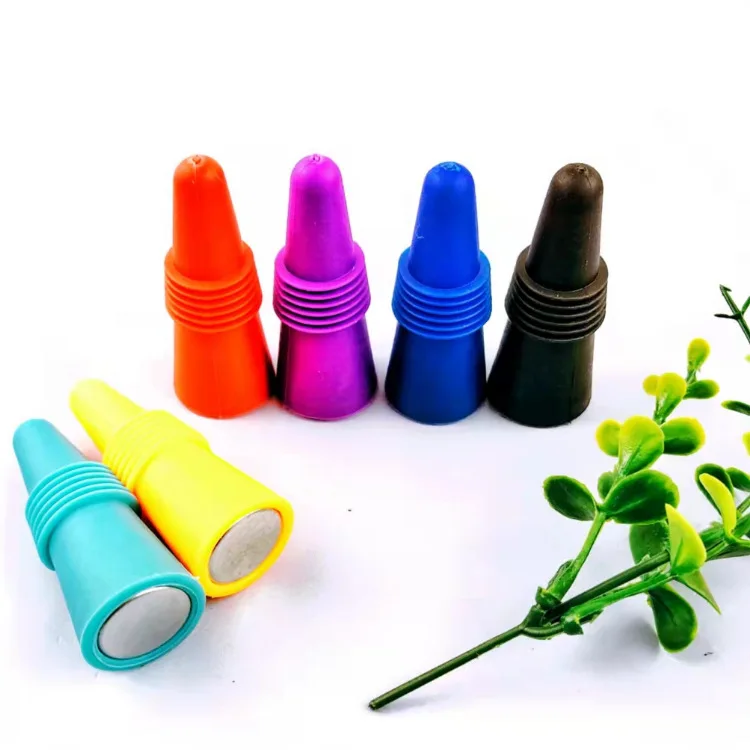 Wholesale Custom Creative  Red Blue Silicone Disposable  Corporate Party Art Exhibition Red Wine Cork Bottle Wine Stopper