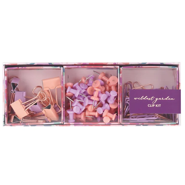 Cute Metal Logo Custom For Women Purple And Orange Pins And Clips Set Floral