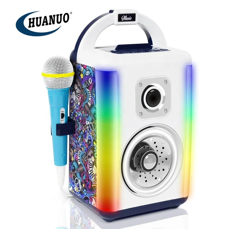 Kids Bluetooth Karaoke Party Speaker Microphones toy Singing Mini Karaoke Machine Portable with 2 Microphones