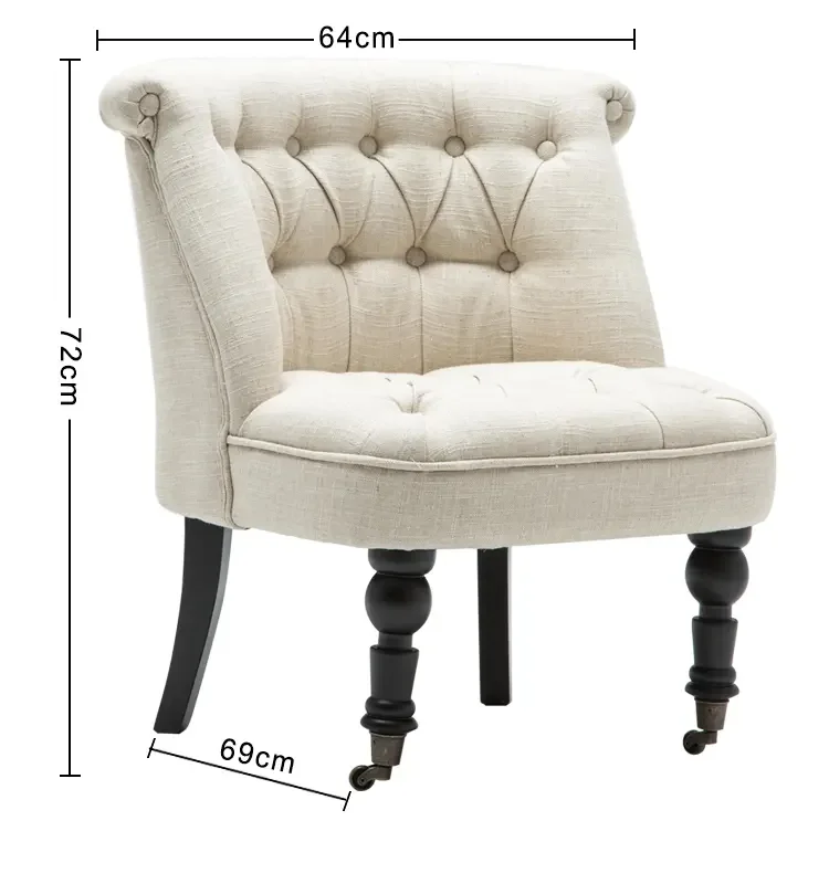 Hot Sales Modern Accent Linen Tufted Button Upholstered Chair with Armless White