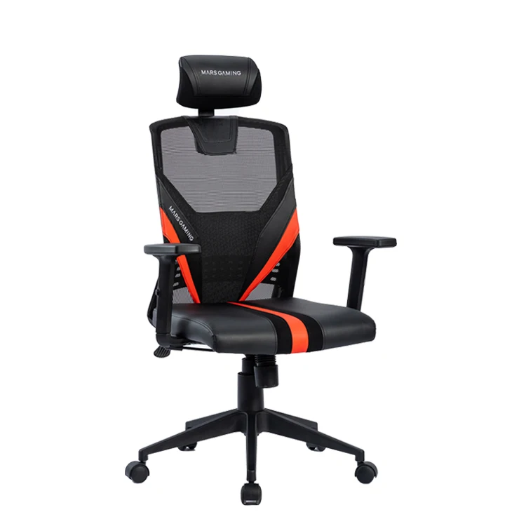 High Quality Orange Black 2D Armrest PVC Material Rotatable  Ergonomic Mesh Chair For Office