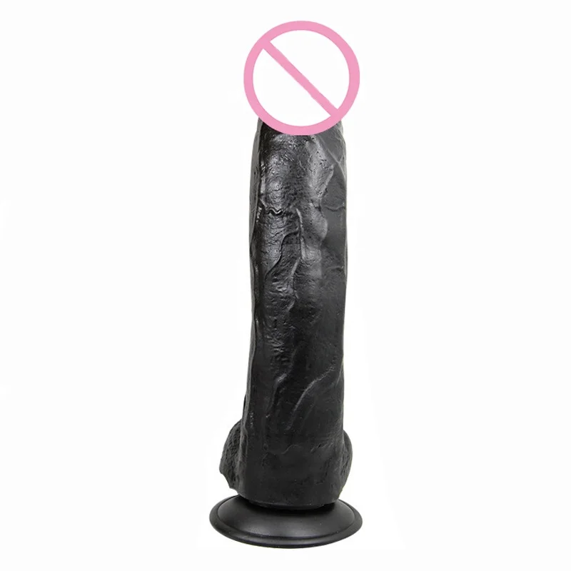 Women Masturbation Artificial Vagina Penis Realistic Black Big Dildo with Ball and Suction Cup