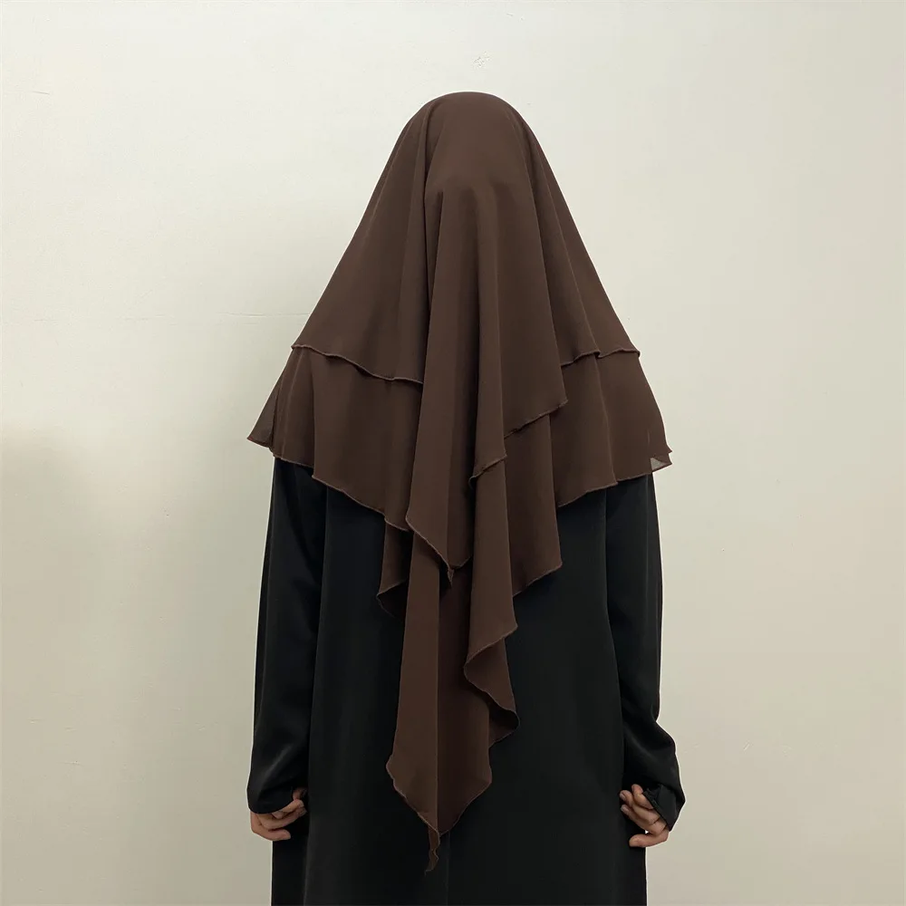 Muslim Crepe Long Hijab Khimar Caftan Turban Women Ramadan Prayer Garment Abaya Hijabs Scarf Wrap Islamic Dubai Saudi Niqab Tops