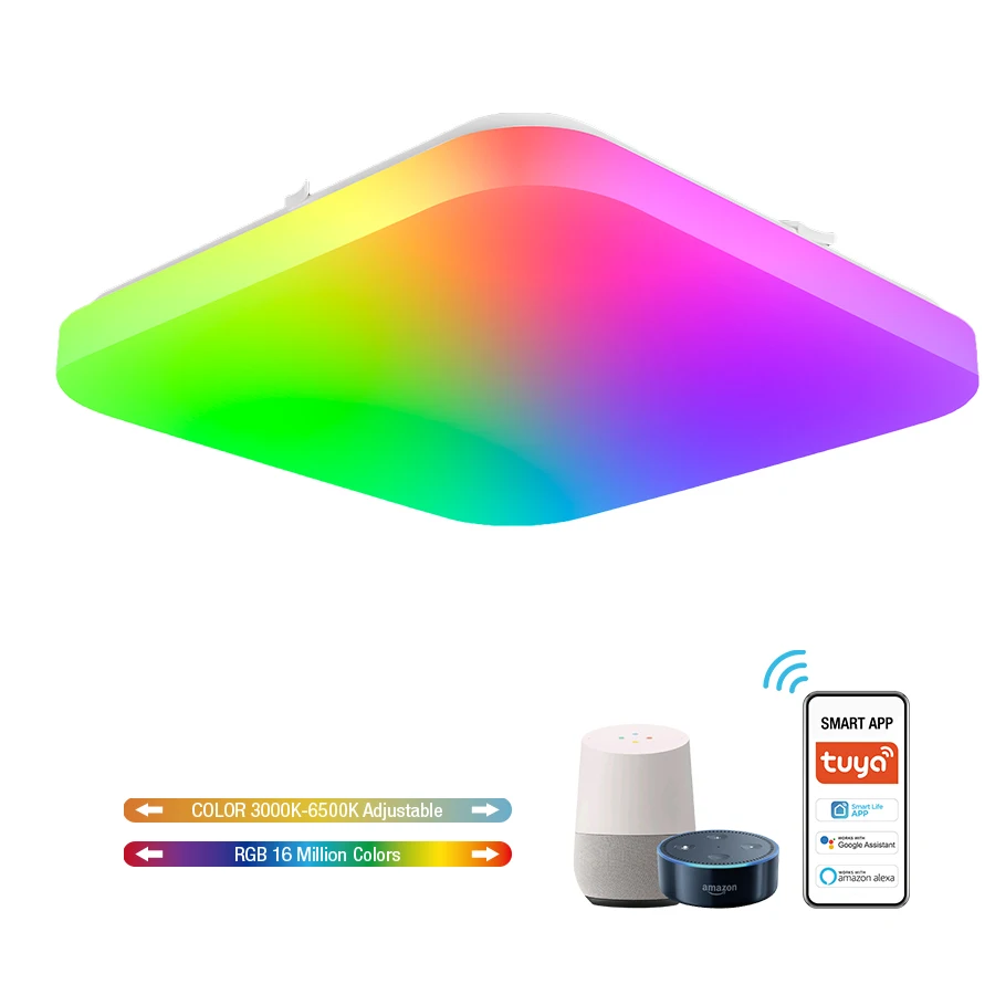 WIFI Smart подвесной 330x330 мм квадратный плоский светодиодный потолочный светильник