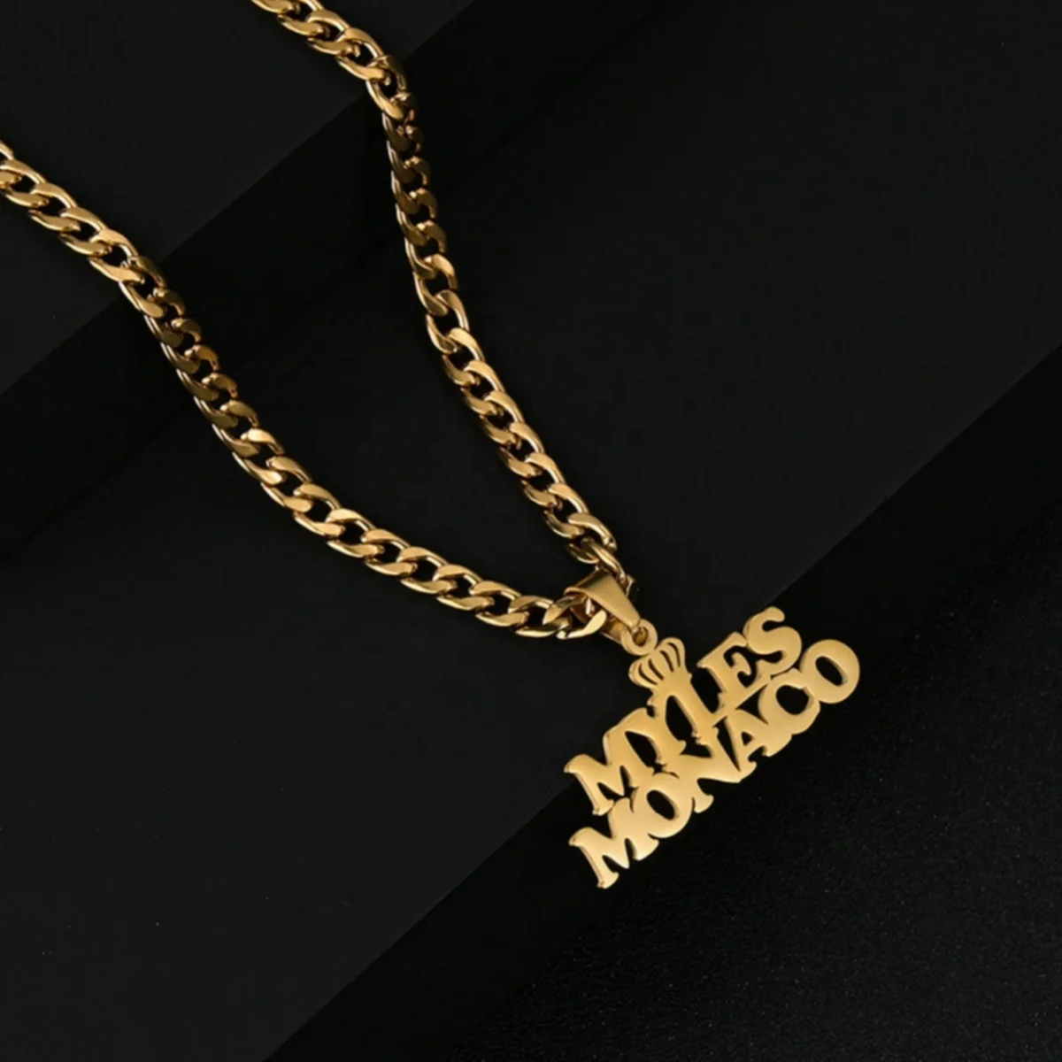 Baseball Women Men Couple Fashion Charm Name Cuban Necklace Stainless Steel Personalised Jewelry Pendants For Necklace