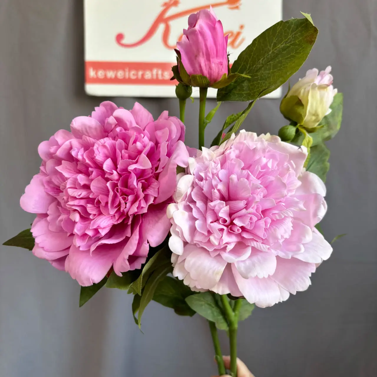J-511 2 Heads Real Touch Peony Flower Hot Pink Peony Artificial Peach Artificial Peonies Flowers