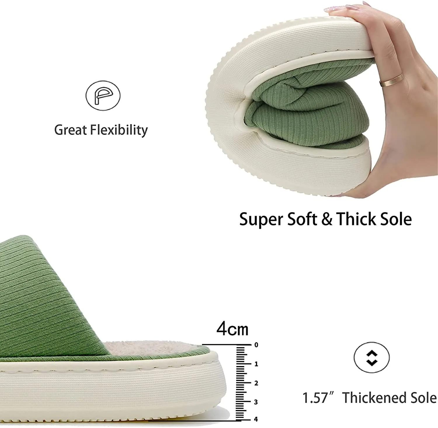 FREE SAMPLE Fluffy Slippers for Women Memory Foam Fuzzy Slippers Knit Non Slip Thick Sole Warm Bedroom House Slippers EVA 1pairs