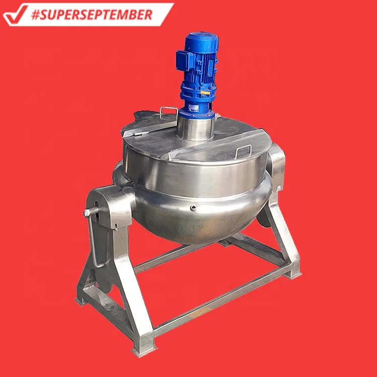Stainless Steel Sanitary Tilt Heating Mixing Industrial Cooking Jacket Kettle with Stirrer