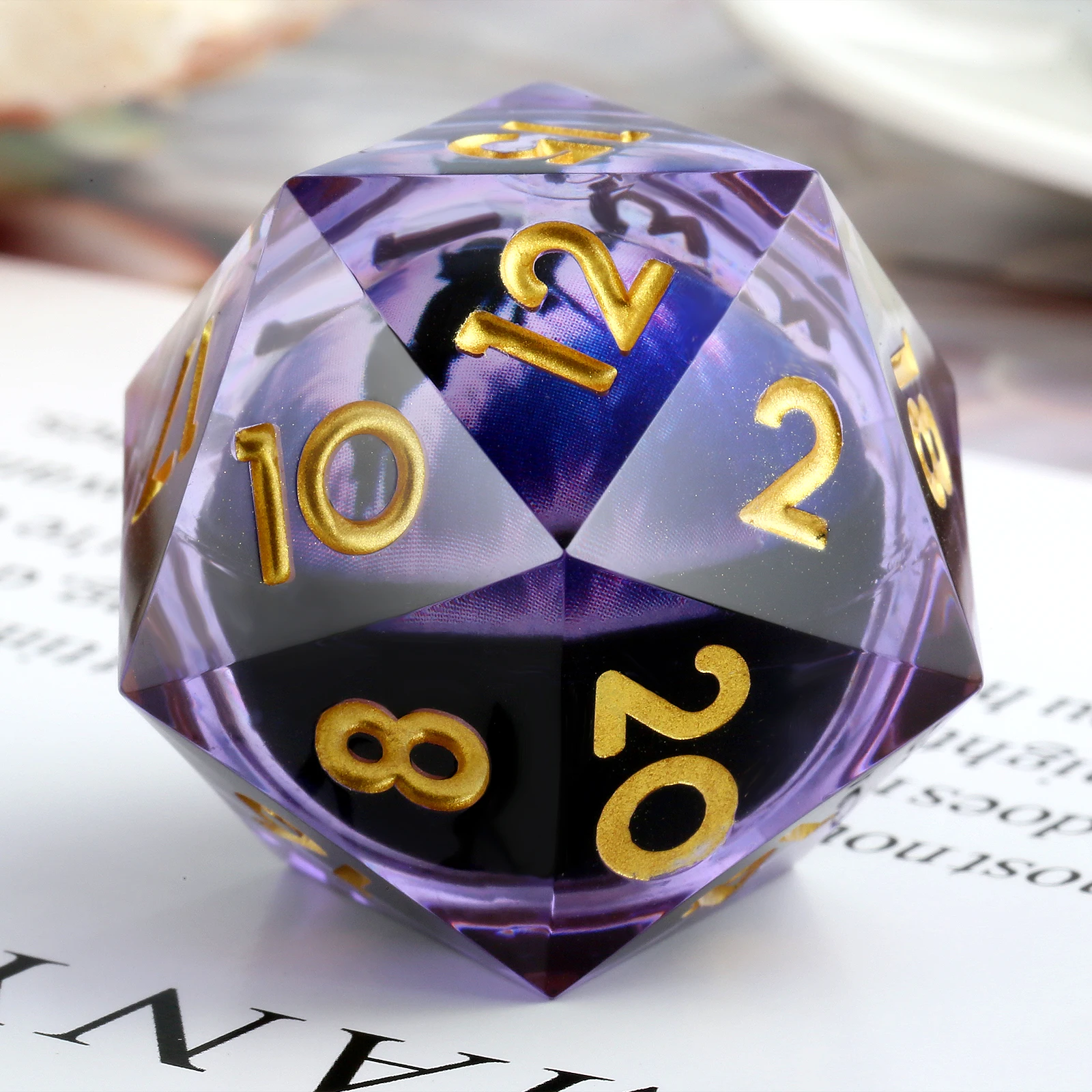 33mm Giant Custom Liquid Core Roll D20 Dice Set Dragon Eye 20 Sides 20 Sided Bulk Dice Resin for Role-Playing Games Purple