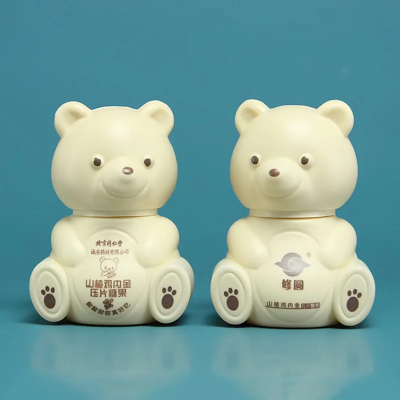 Factory Sell Luxury Like Hot Cakes Children Cartoon Bear Three-Piece Candy Medicine Vitamin Fish Oil Health Care Plastic Bottle