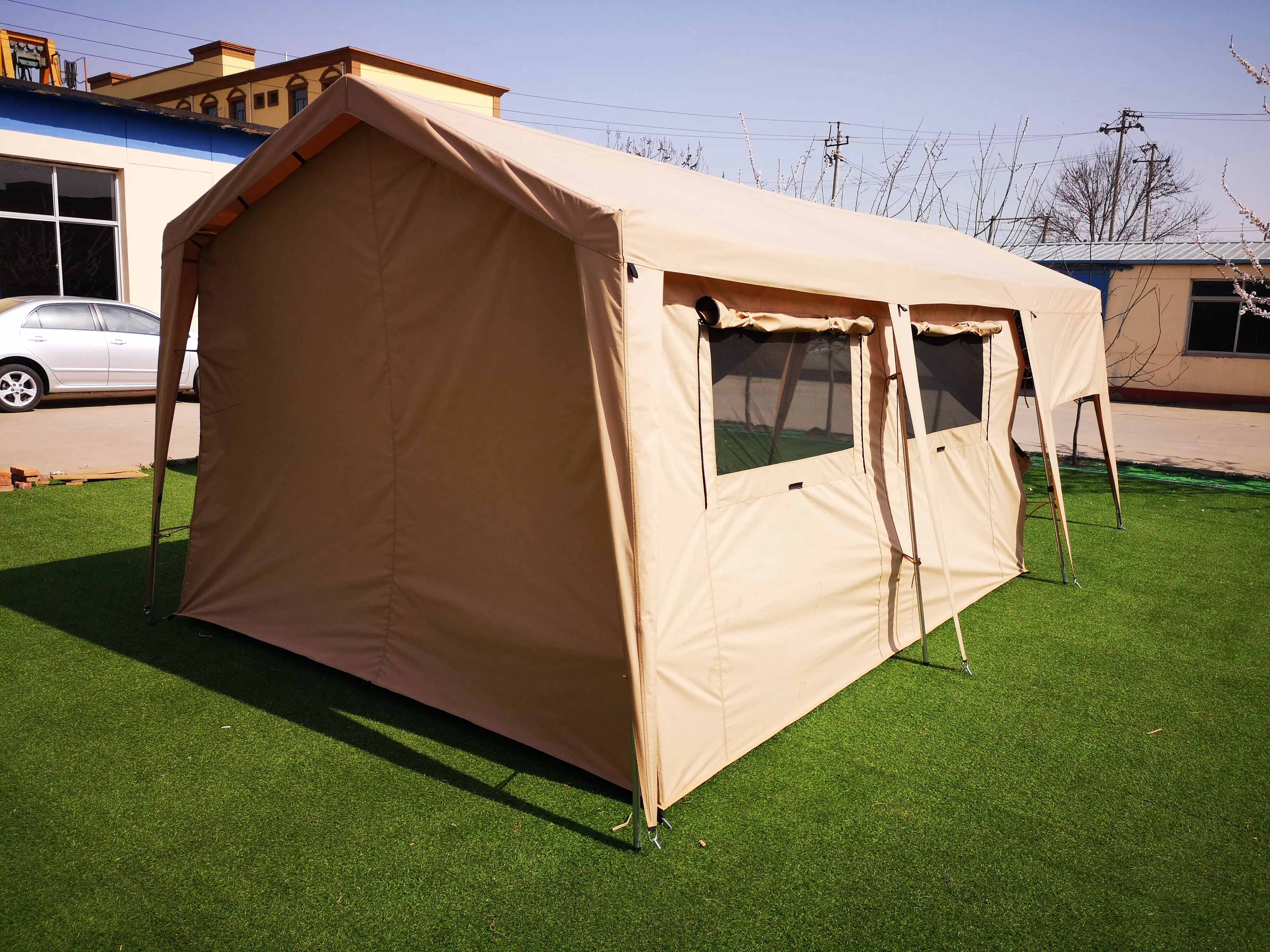 ENJOIN Waterproof Shade Tent Large Space Outdoor Family Ganvas Camping Tent For 4-5 people