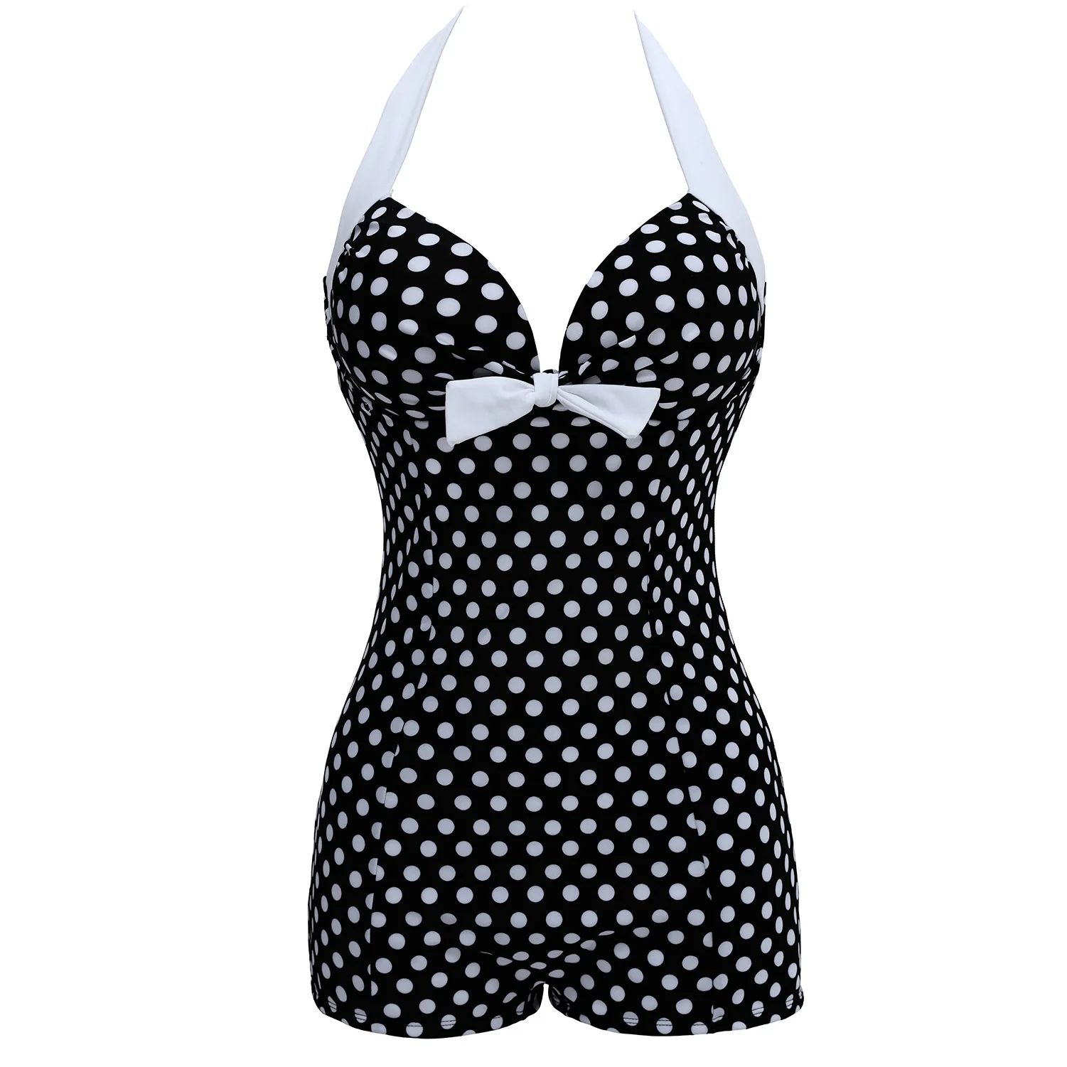 
2020 new Black and white dot bikini conservative ladies cherry plus size swimwear women one piece swimsuit 