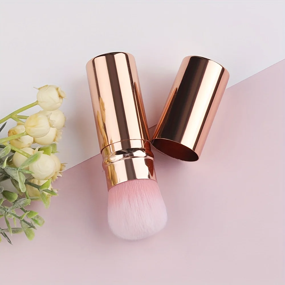 Travel Kabuki Face Retractable Makeup Brush Portable Powder Brush With Cover For Blush Powder Cosmetics