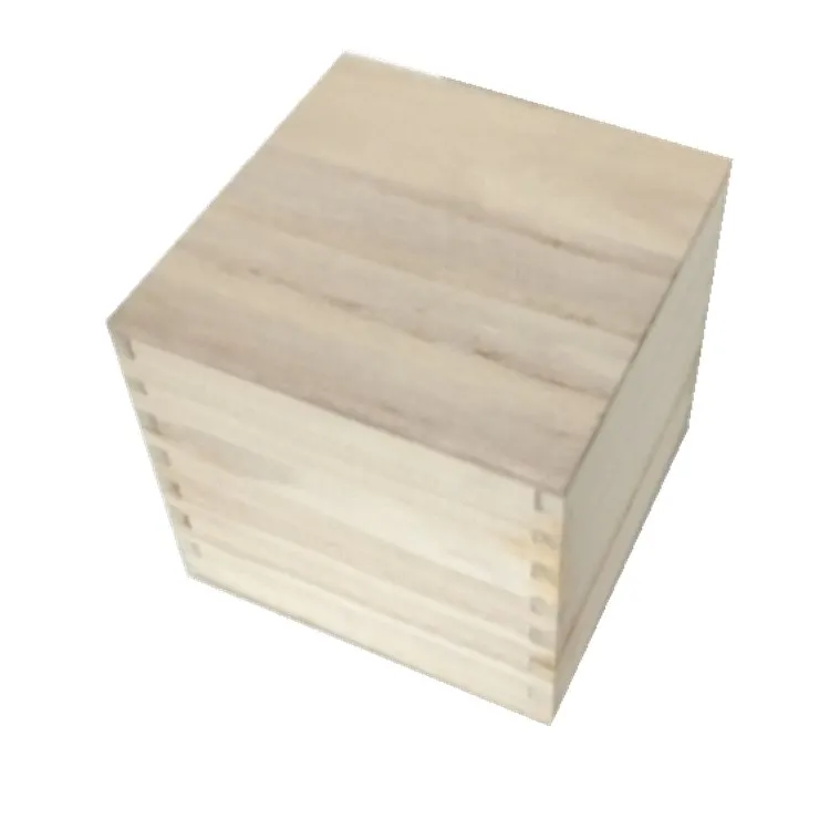 
unfinished Paulownia square wooden box for customized logo in stock 