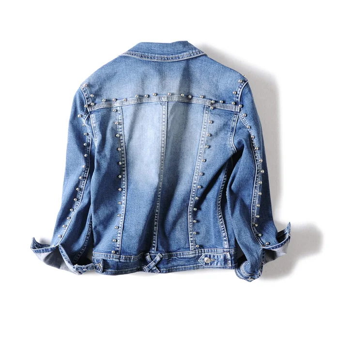 womens jean  Punk Denim Regular Length Rivet Teen Plain Jeans Jacket for women 2021