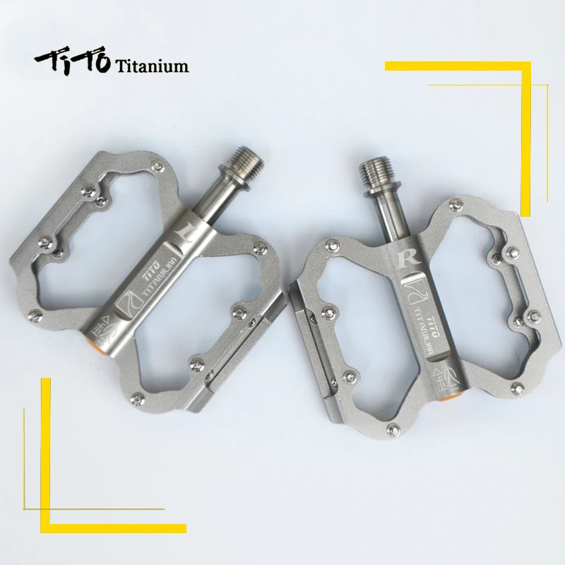 TITO Titanium Alloy Bicycle Foot Pedal For MTB / BMX Bike Pedal Titanium Bearing Platform Bicycle Pedals