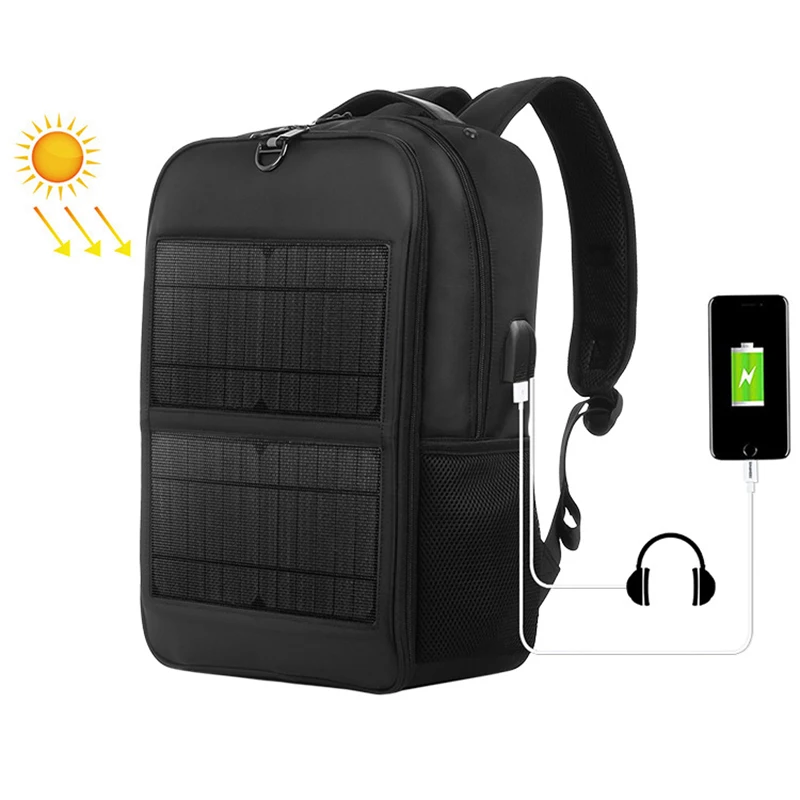 Hot sale 5V 14w solar panel backpack large capacity waterproof multi-funtional photovoltaic laptop backpack with double USB port