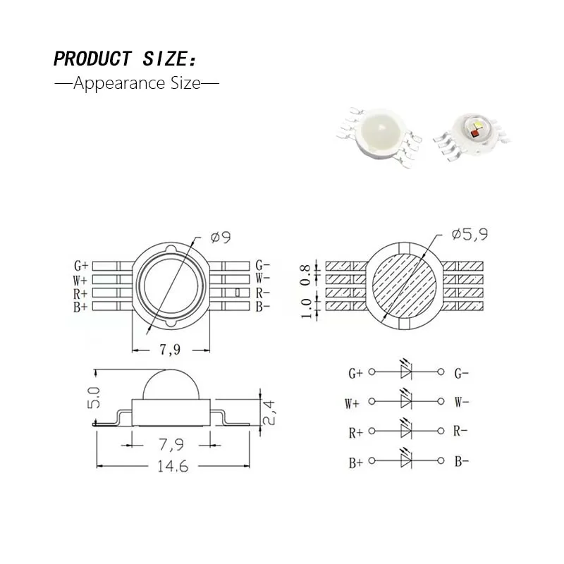 Manufacturer High-Power RGBW Eight-Foot Four-In-One Stage Highlighting SMD LED Lamp Beads High Lumen Product Type Spot