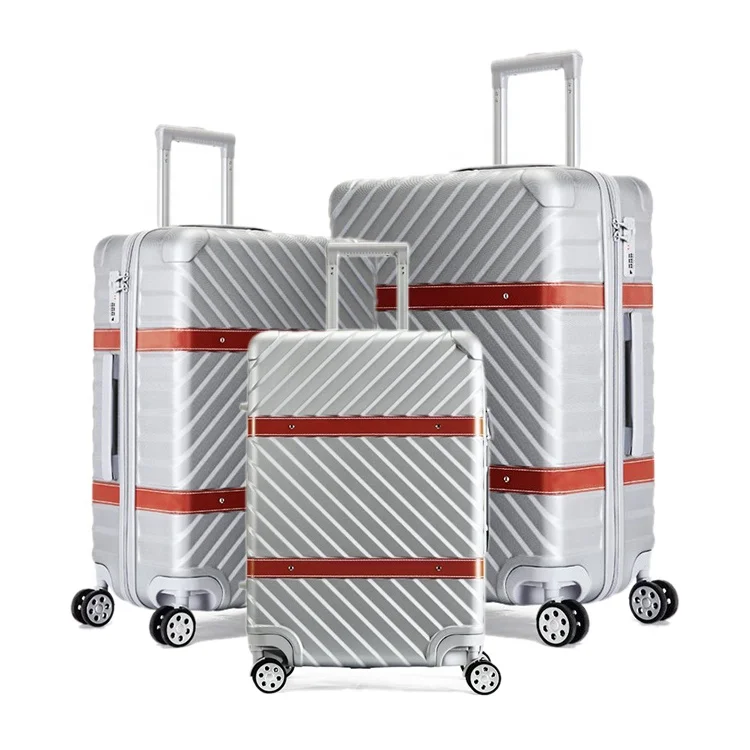 
Hot Selling 20/24/28inch Custom PC Trolley Bags Hard Suitcase Carry on lLuggage Sets with PU leather Straps 