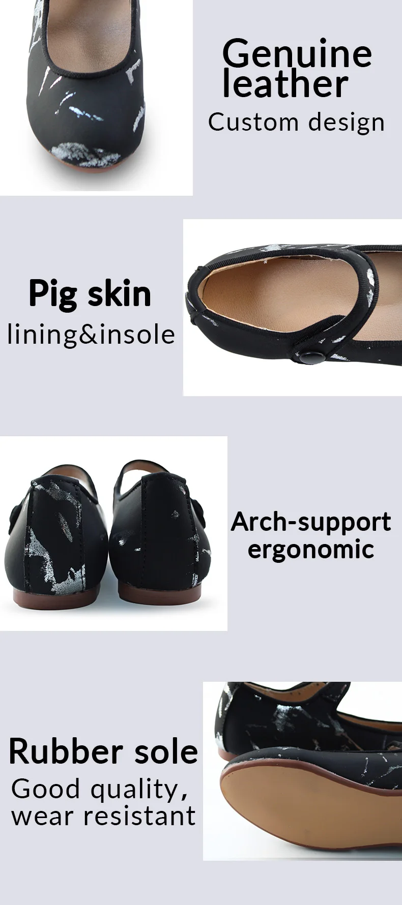 Custom Wholesale Kids Black Flats Genuine Leather School Hot Style Shoes Perfect Fit Cute mary Jane Dress Shoes