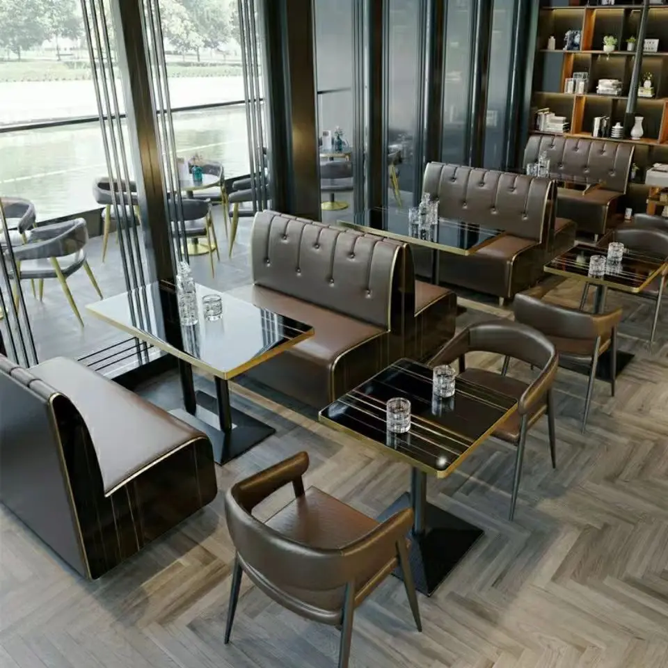 Restaurant leather booth seating chairs modern restaurant cafe furniture chair sofa set furniture restaurant lounge furniture