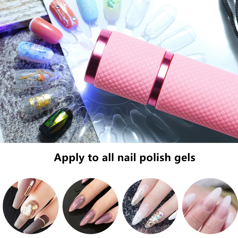 Battery style Mini flashlight nail lamp for nail polish glue lengthening glue fixing rhinestone Portable nail dryer