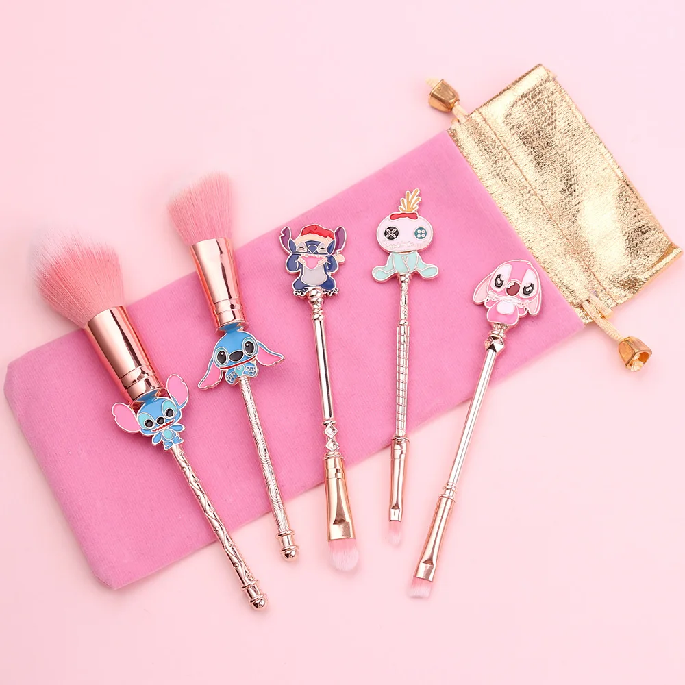 Cute Cartoon Beauty Make Up Brushes Tool Cosmetic Powder Eye Shadow Pincel Maquiagem Lilo and Stitch Makeup Brush Set