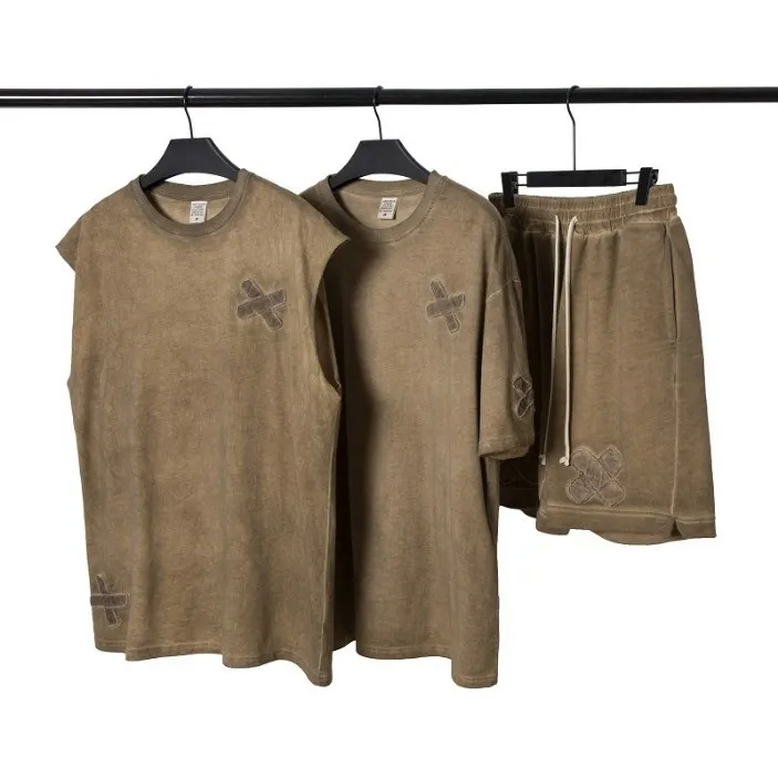 
2021 Cotton 100% 2 Pieces Men Women Oversize Vintage T-shirts Vintage T Shirt 