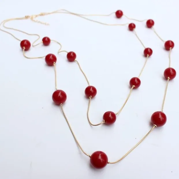 New Korean luxury exquisite fashion jewelry double pearl colored seed beaded necklace sweater chain wholesale