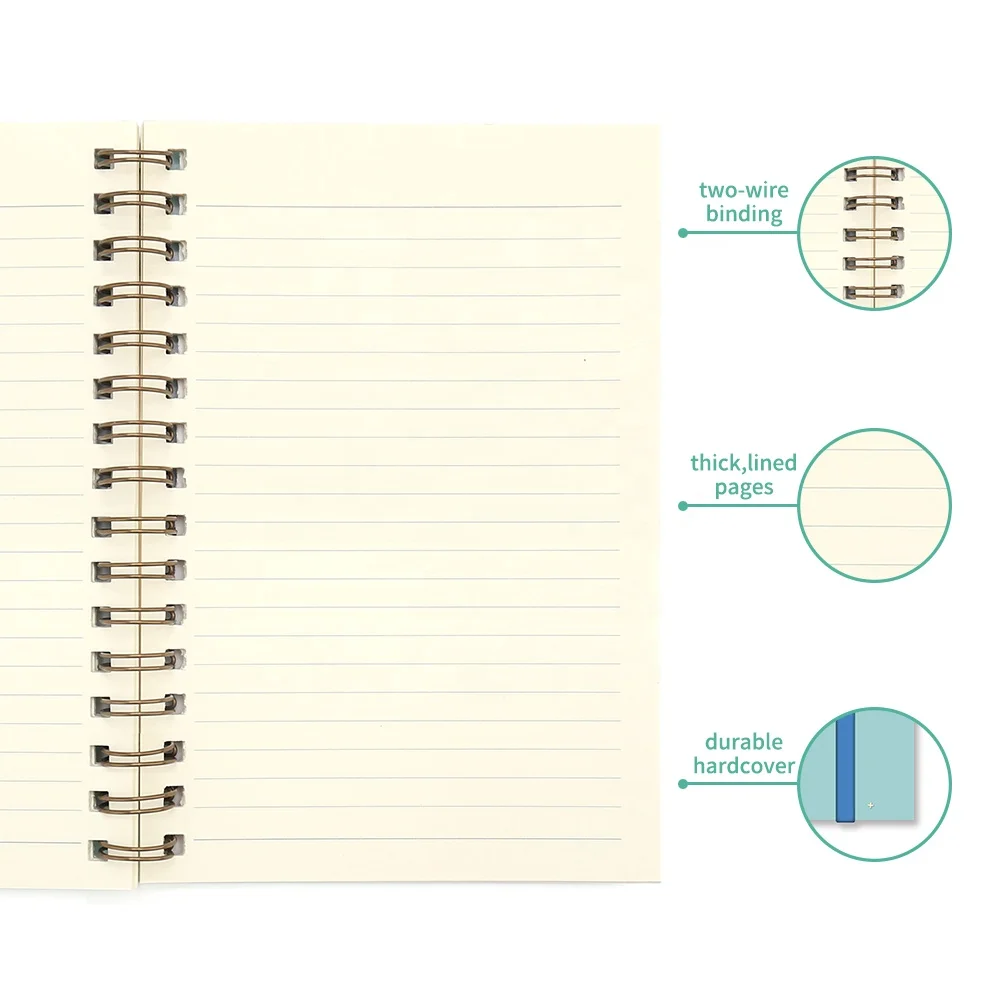 Personalised Journals Hardcover Gold Spiral Notebooks Customizable printing inside pages