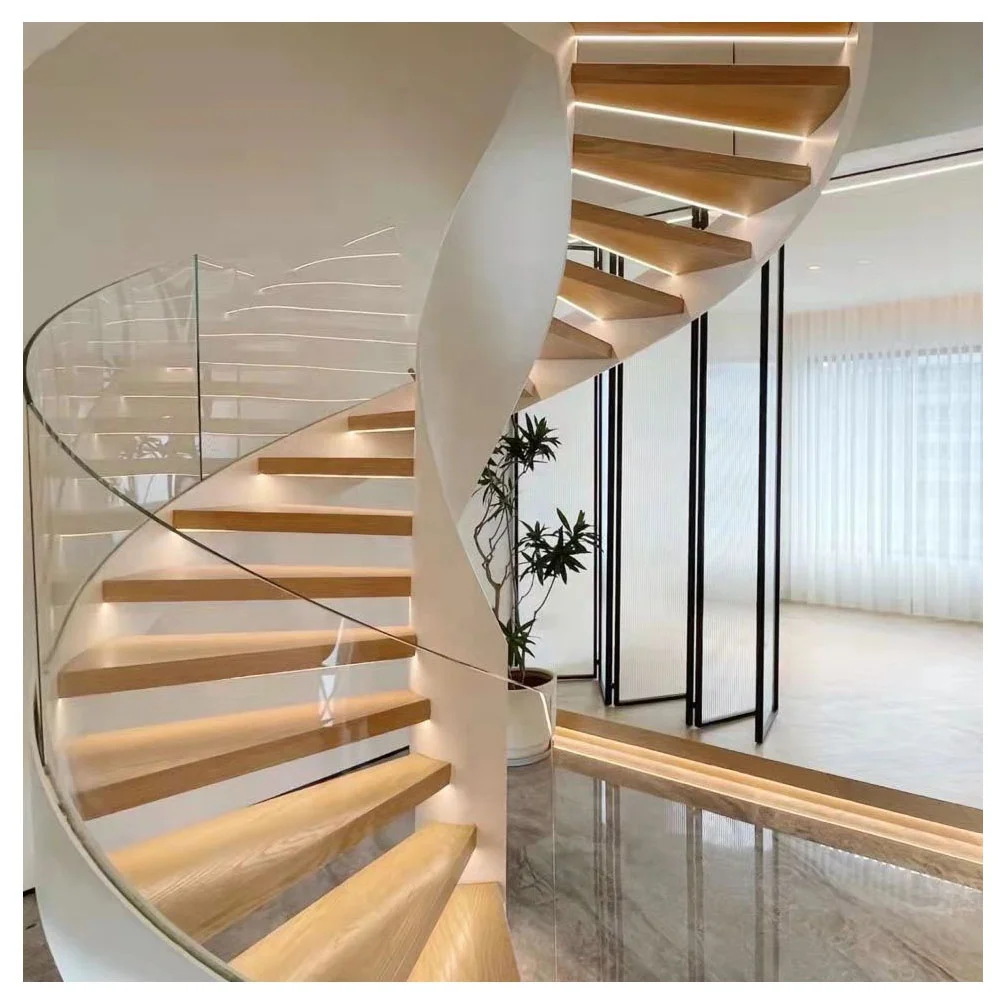 Inexpensive Personalized Solid Wood Attic Stairs unique design Spiral Staircase