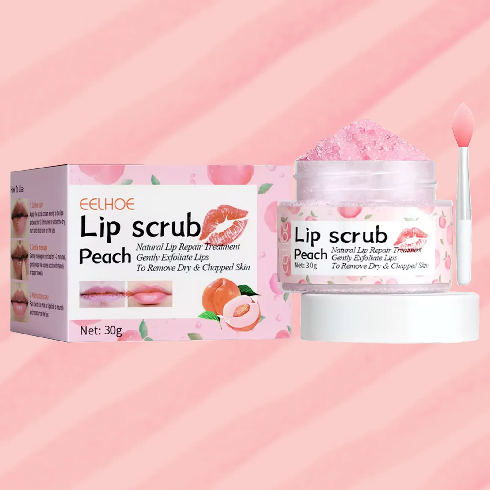 Wholesale Bulk Private Label Honey Peach Lip Scrub Cream Reducing Lip Lines Removing Dead Skin Nourishing Lip Scrub