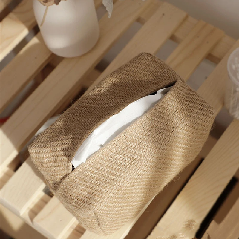 
Creative Retro Design Tissue Box Fabric Square Tissue Organizer Box Car Reusable Tissue Box 
