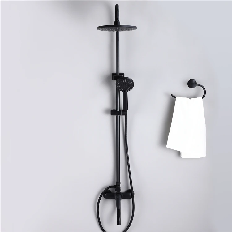 
Nordic style hotel bathroom shower head black wall mounted brass thermostatic shower mixer 