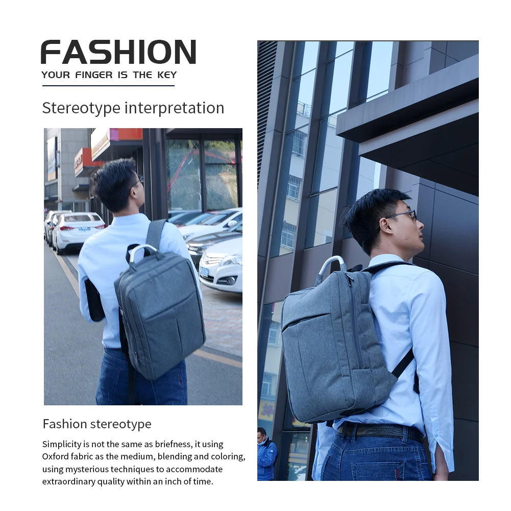 Oxford Waterproof Fabric Fingerprint Men Backpack Shoulder Pads Promotional Anti-theft outdoor sports backpack from China