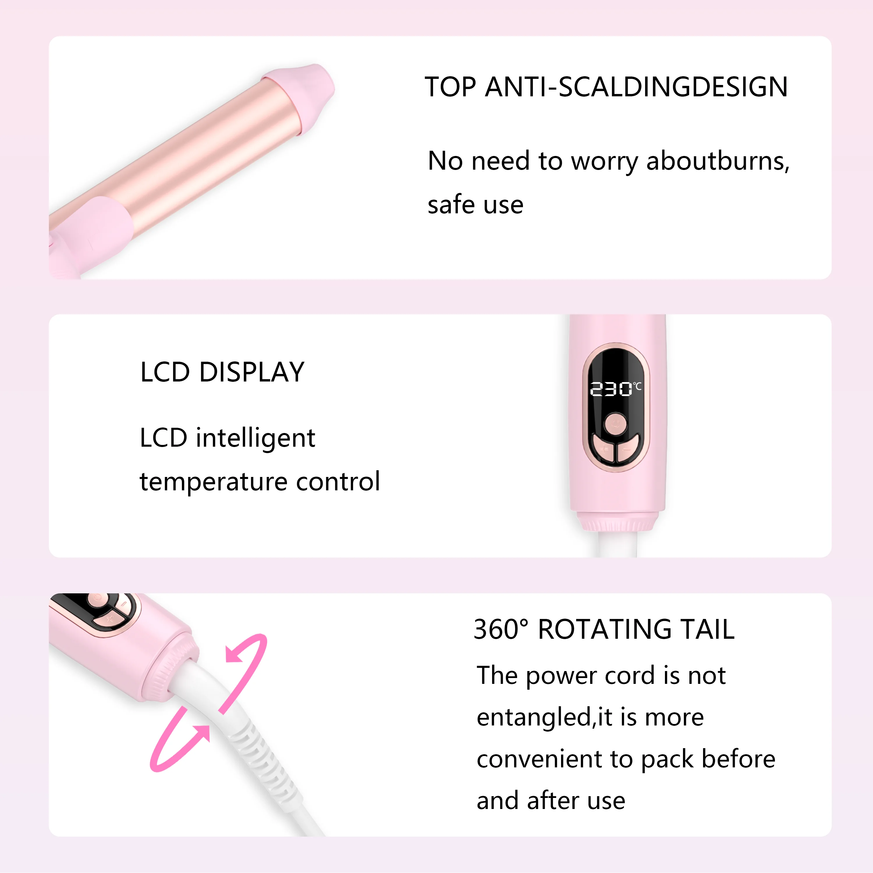 2 in 1 Wand Rotating Wand Waves Curler Styling Adjustable Height Hot Waver Cepillo Secador Wavytalk 5 in 1 Curling Iron