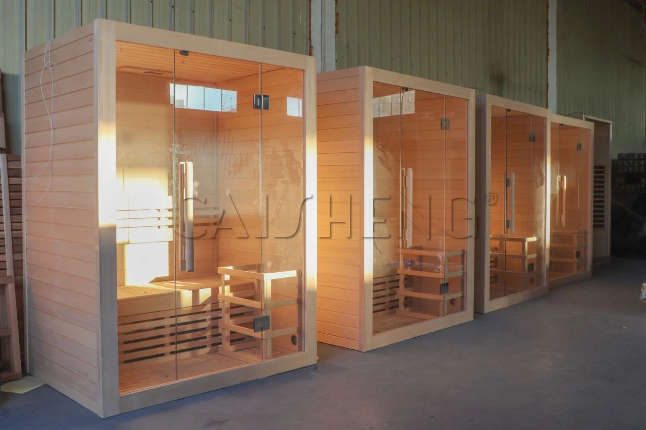 Factory Price 2025 Hot Sale Simple Classic 2 People Hemlock Indoor Sauna with Bluetooth Music Domestic Stove