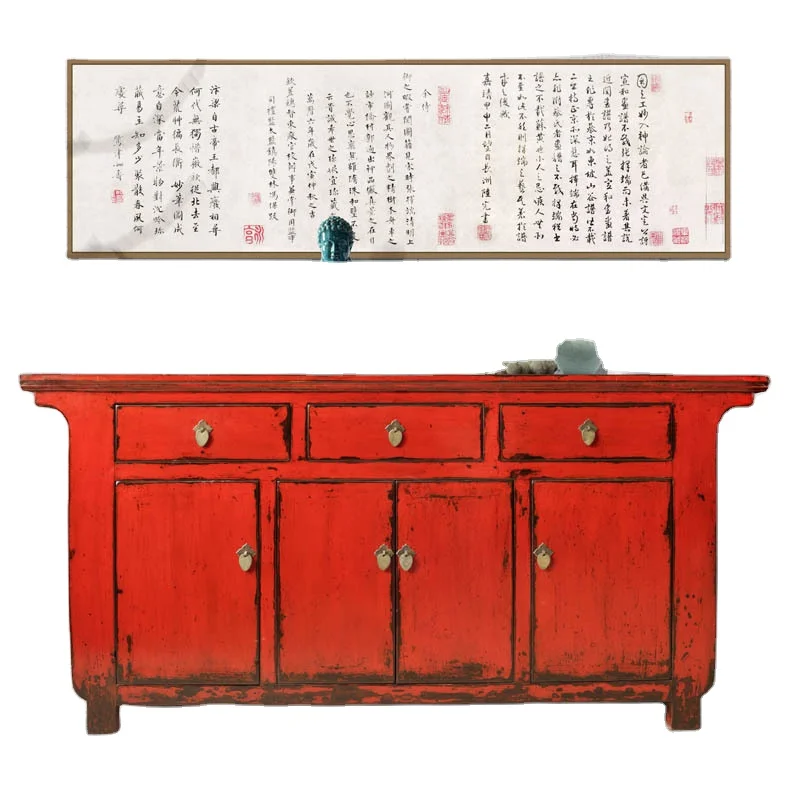 Chinese Antique Solid Wood Asian Style High Glossy Painted Furniture