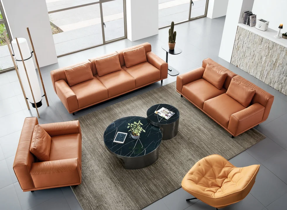 Modern Modular Sectional Sofa Set Couch Leather Couch Brown