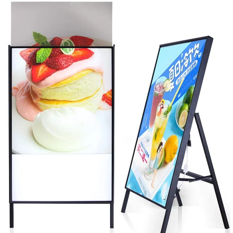 A1 A2 LED Backlit Poster Pavement advertising Frame stand Ads Flyers Restaurant Bright Light portable A Frame  Display Signage
