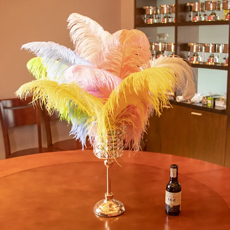 White ostrich hair 65-70 cm stage large feather decoration wedding pink feather wall manufacturers