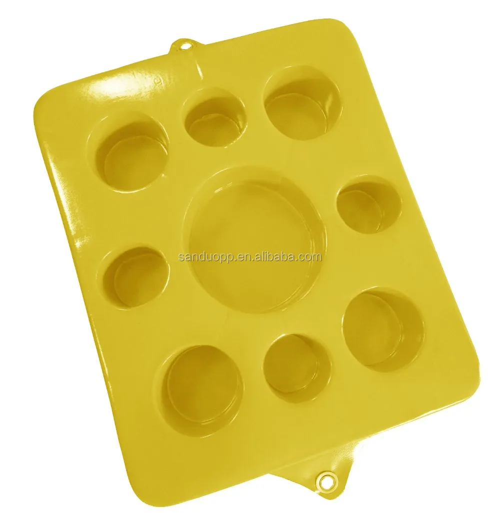 9 Hole Large Capacity Durable Floating Closed Cell Foam Vinyl Coating with LId Pool Floating Drink Holder Pool Trays