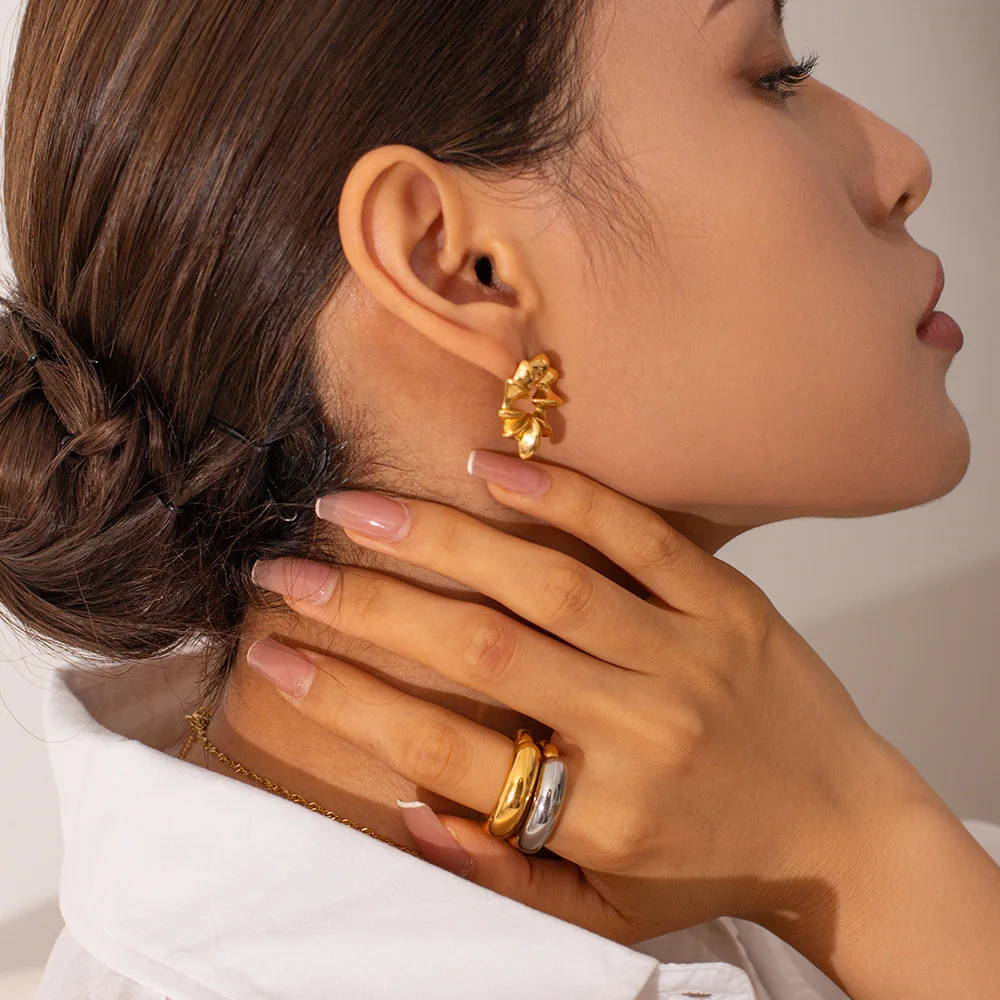 Aretas 2024 Fashion Jewelry Anillo Mujer Trendy Statement Finger Unisex Ring Stainless Steel 18k Pvd Gold Plated Dome Ring