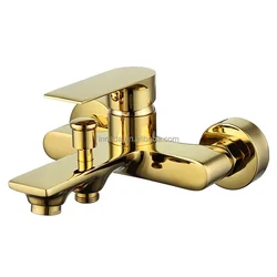 Wall Mounted Golden Bathtub Faucet Brass  Bathroom Shower Mixer