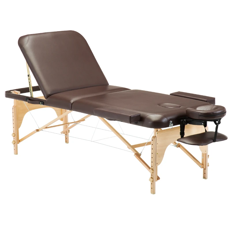 Solid wood best quality 3 body portable spa folding massage table bed